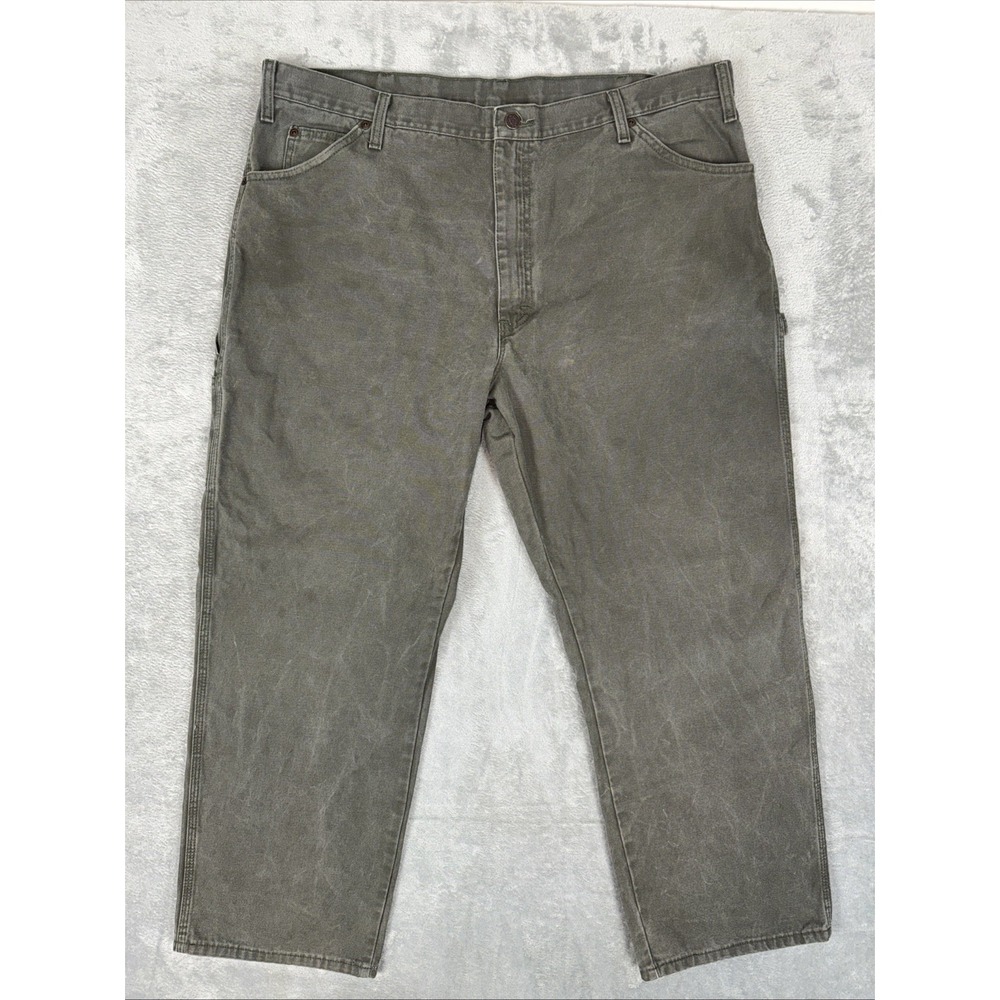 Dickies Carpenter Pants Men's 42x30 Olive Green Relaxed Fit Canvas Workwear - Picture 1 of 11